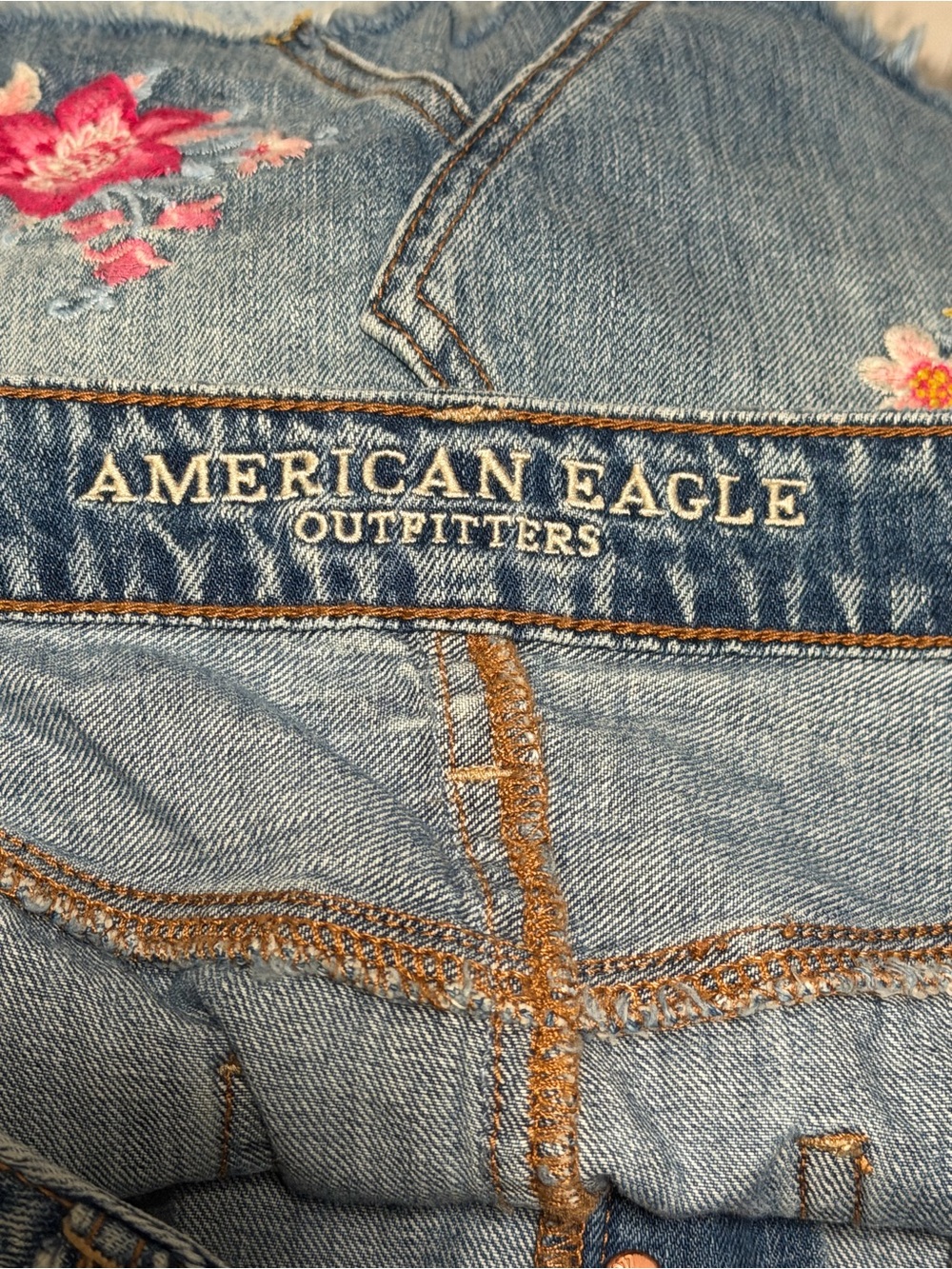 American Eagle Outfitters Embroidered Blue Denim Mini Skirt - Picture 2 of 9